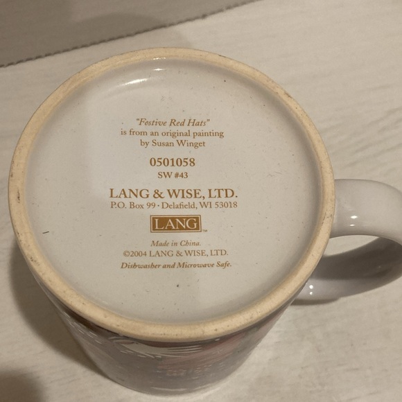 Festive Red Hats Mug Cup Susan Winget 2004 Whimsical Design - Picture 7 of 9